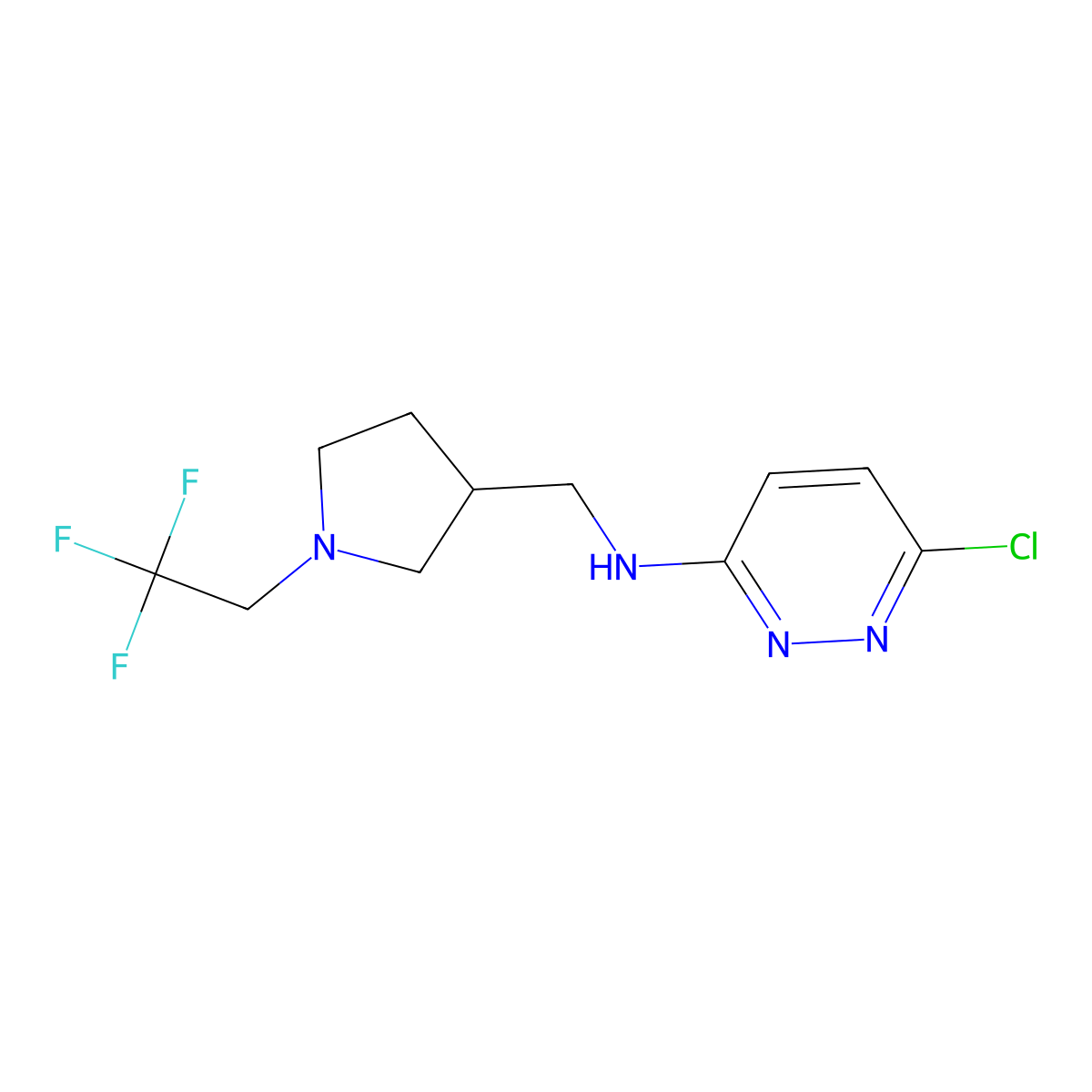 6-chloro-N-{[1-(2,2,2-trifluoroethyl)pyrrolidin-3-yl]methyl}pyridazin-3-amine molecular structure, CAS 1183166-71-3