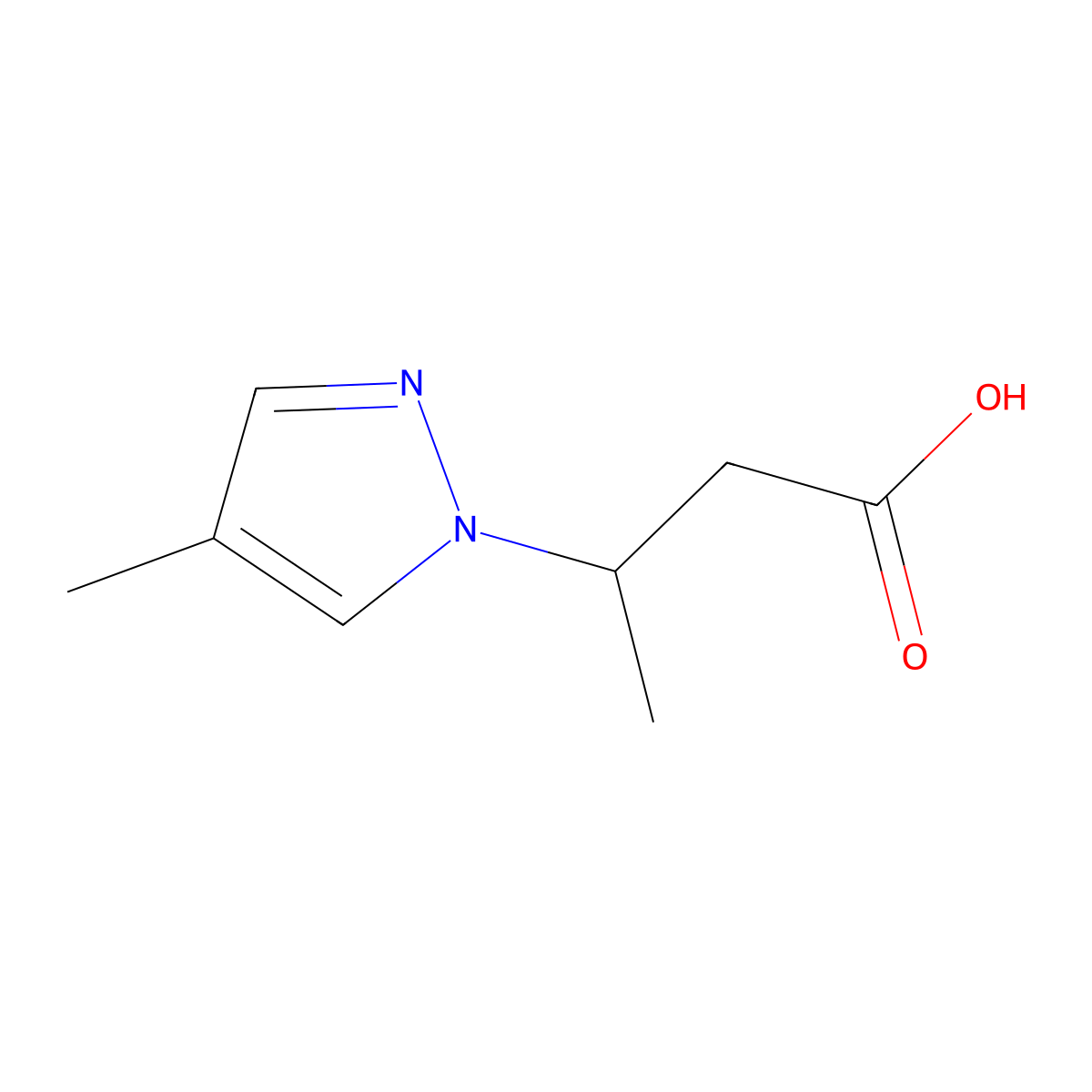 3-(4-methyl-1H-pyrazol-1-yl)butanoic acid molecular structure, CAS 1183175-26-9