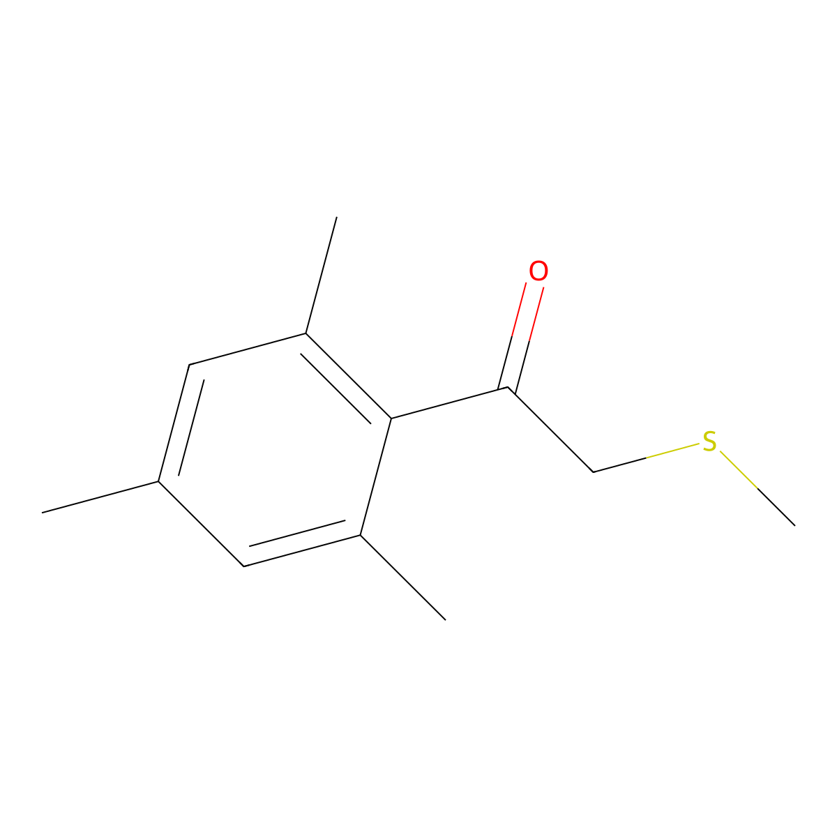 2-(Methylsulfanyl)-1-(2,4,6-trimethylphenyl)ethan-1-one molecular structure, CAS 1183179-35-2