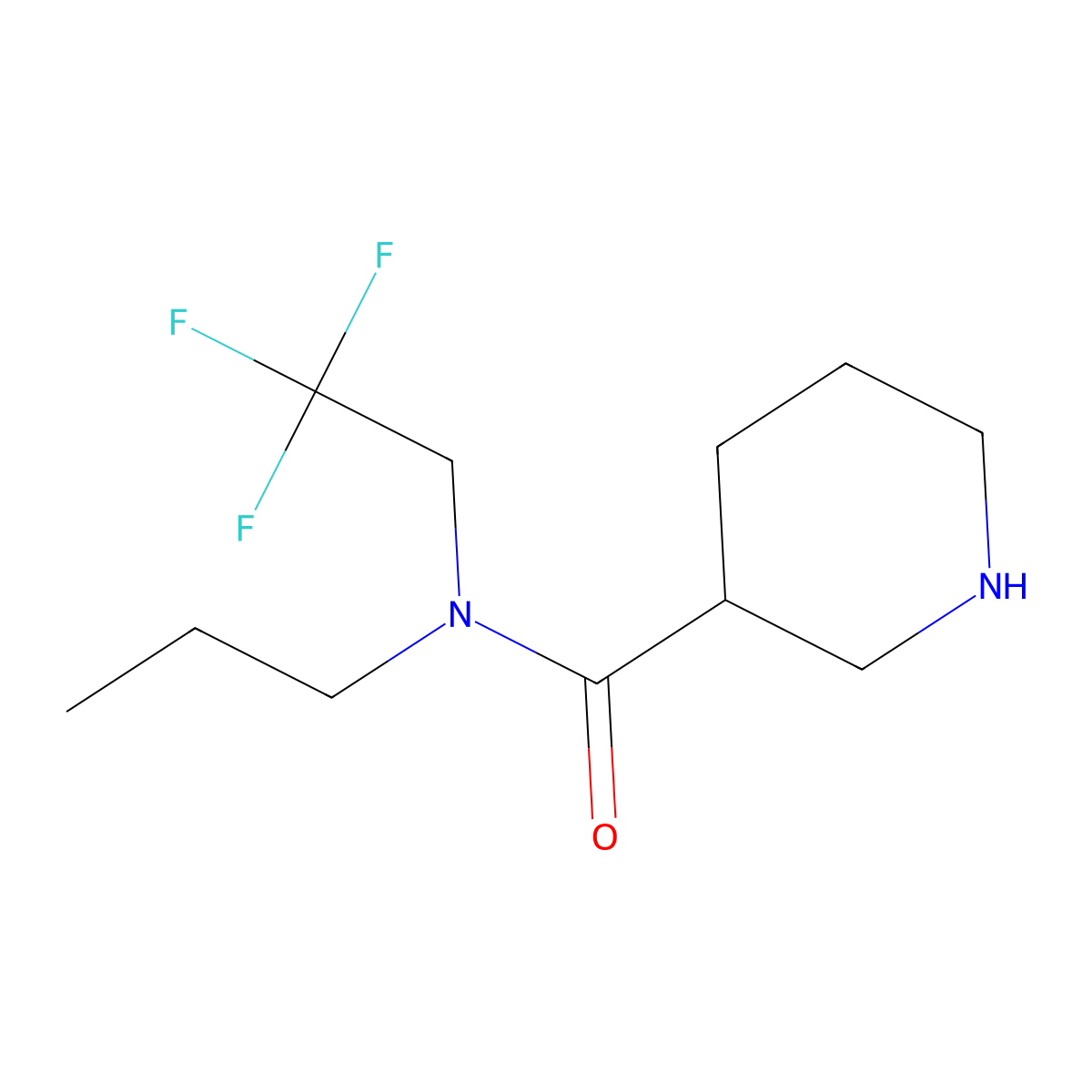 N-propyl-N-(2,2,2-trifluoroethyl)piperidine-3-carboxamide molecular structure, CAS 1183185-72-9