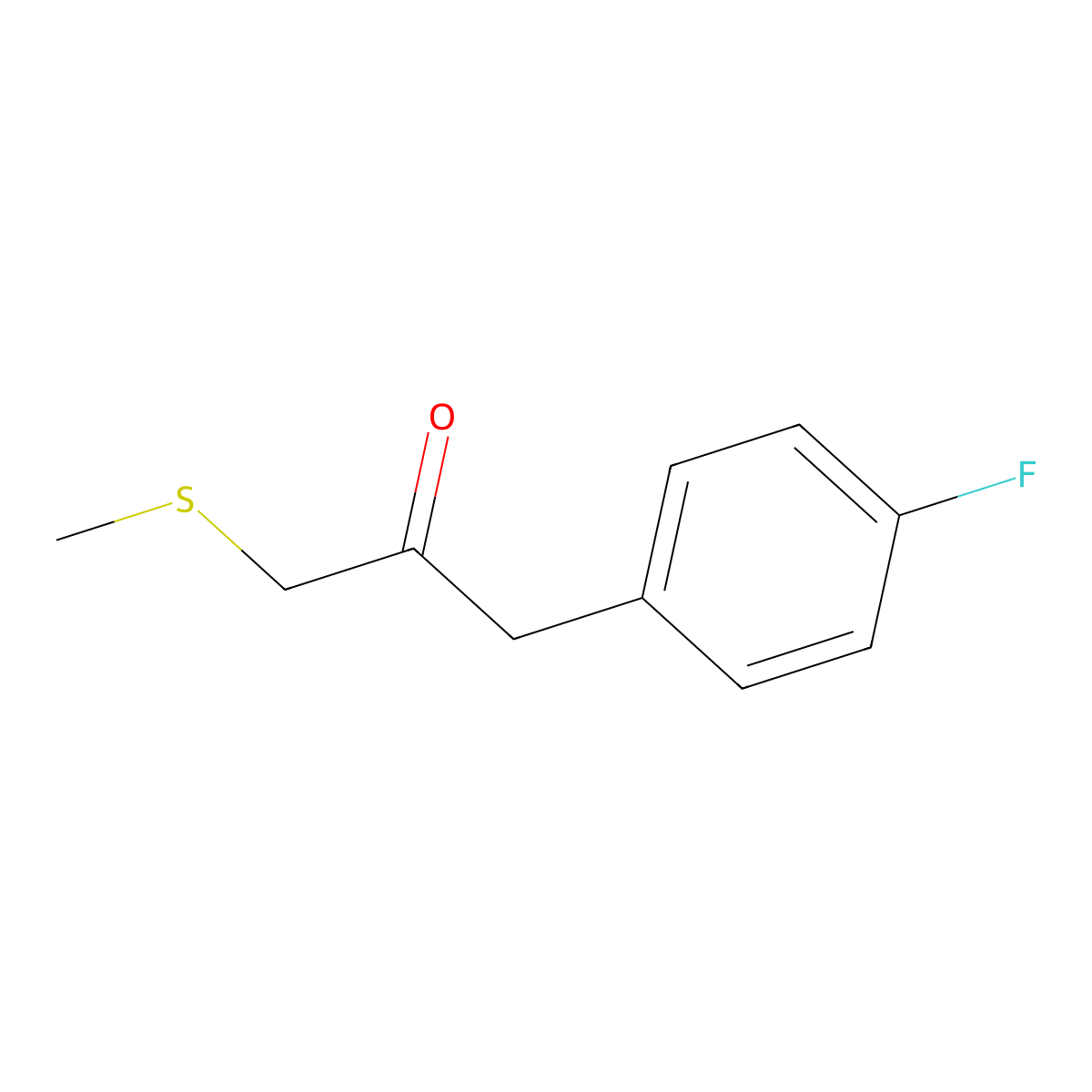 1-(4-Fluorophenyl)-3-(methylthio)propan-2-one molecular structure, CAS 1183192-38-2