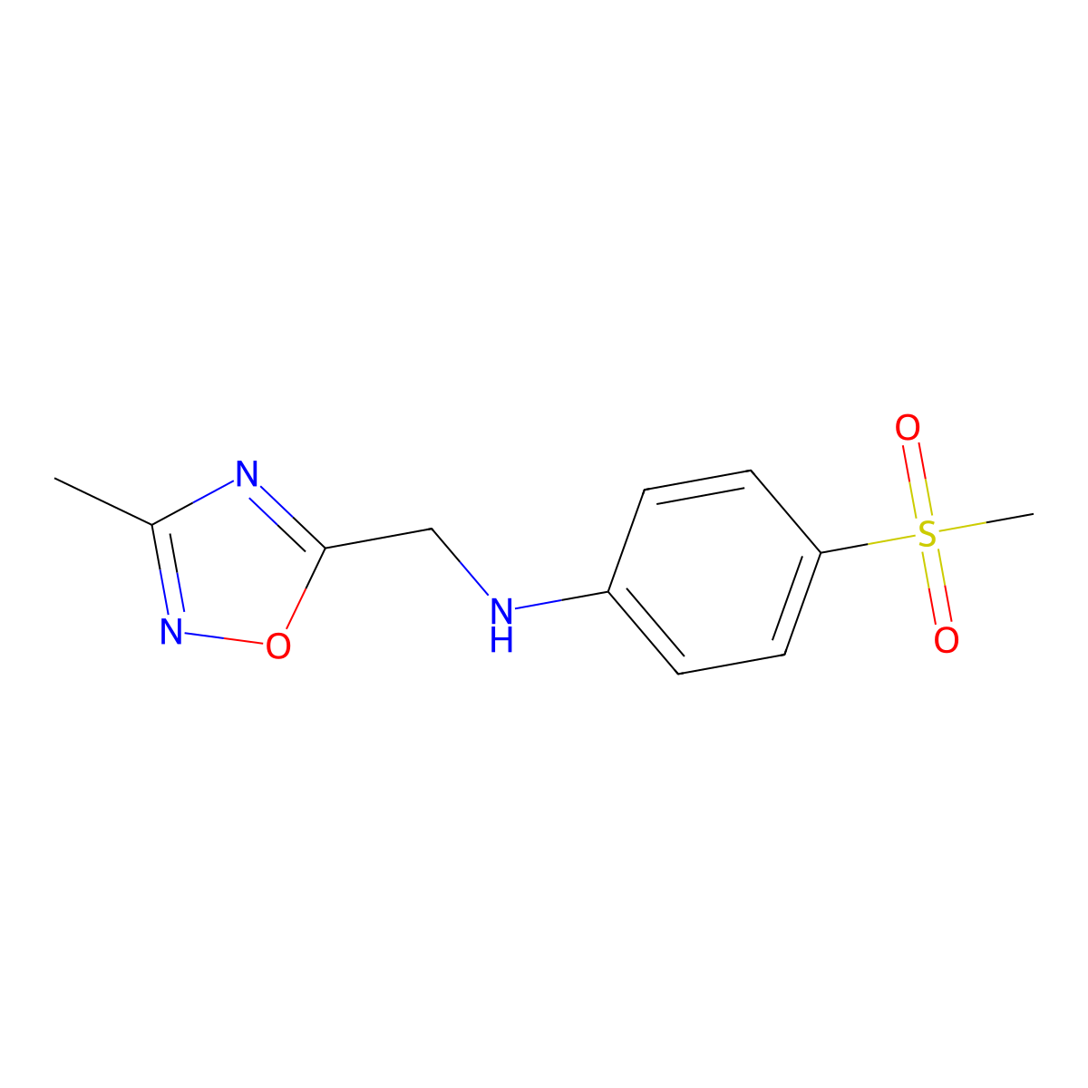 4-Methanesulfonyl-N-[(3-methyl-1,2,4-oxadiazol-5-yl)methyl]aniline molecular structure, CAS 1183196-43-1
