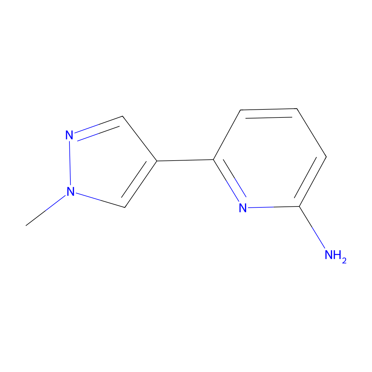 6-(1-methyl-1H-pyrazol-4-yl)pyridin-2-amine molecular structure, CAS 1183196-80-6