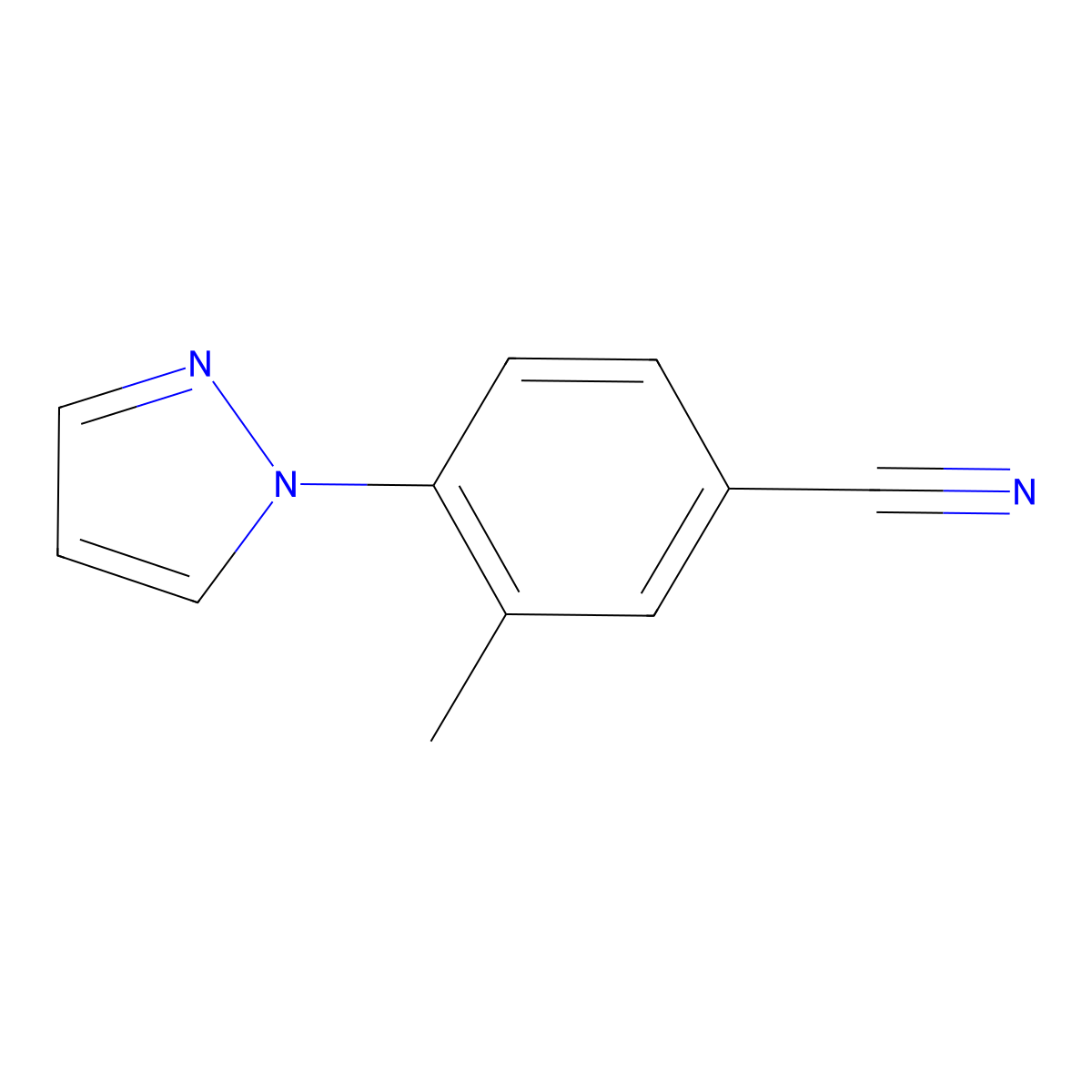 3-methyl-4-(1H-pyrazol-1-yl)benzonitrile molecular structure, CAS 1183211-70-2