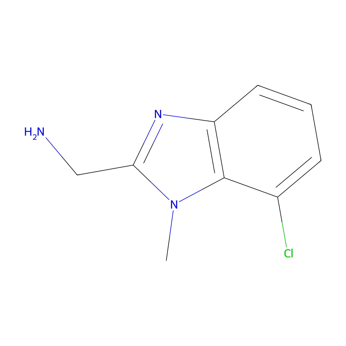 (7-chloro-1-methyl-1H-1,3-benzodiazol-2-yl)methanamine molecular structure, CAS 1183212-04-5