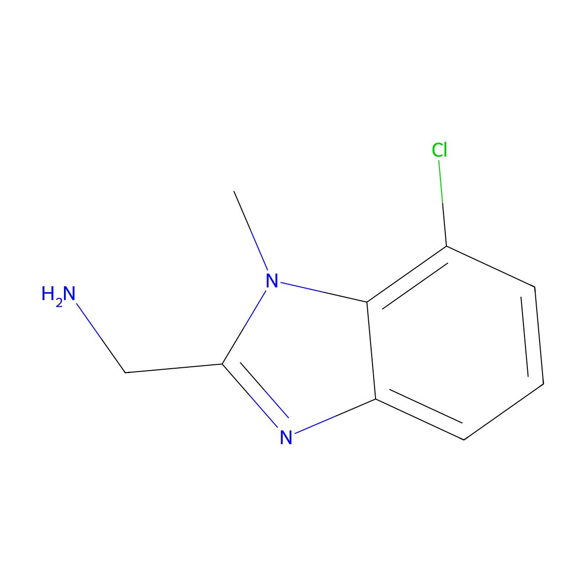 (7-chloro-1-methyl-1H-1,3-benzodiazol-2-yl)methanamine molecular structure, CAS 1183212-04-5