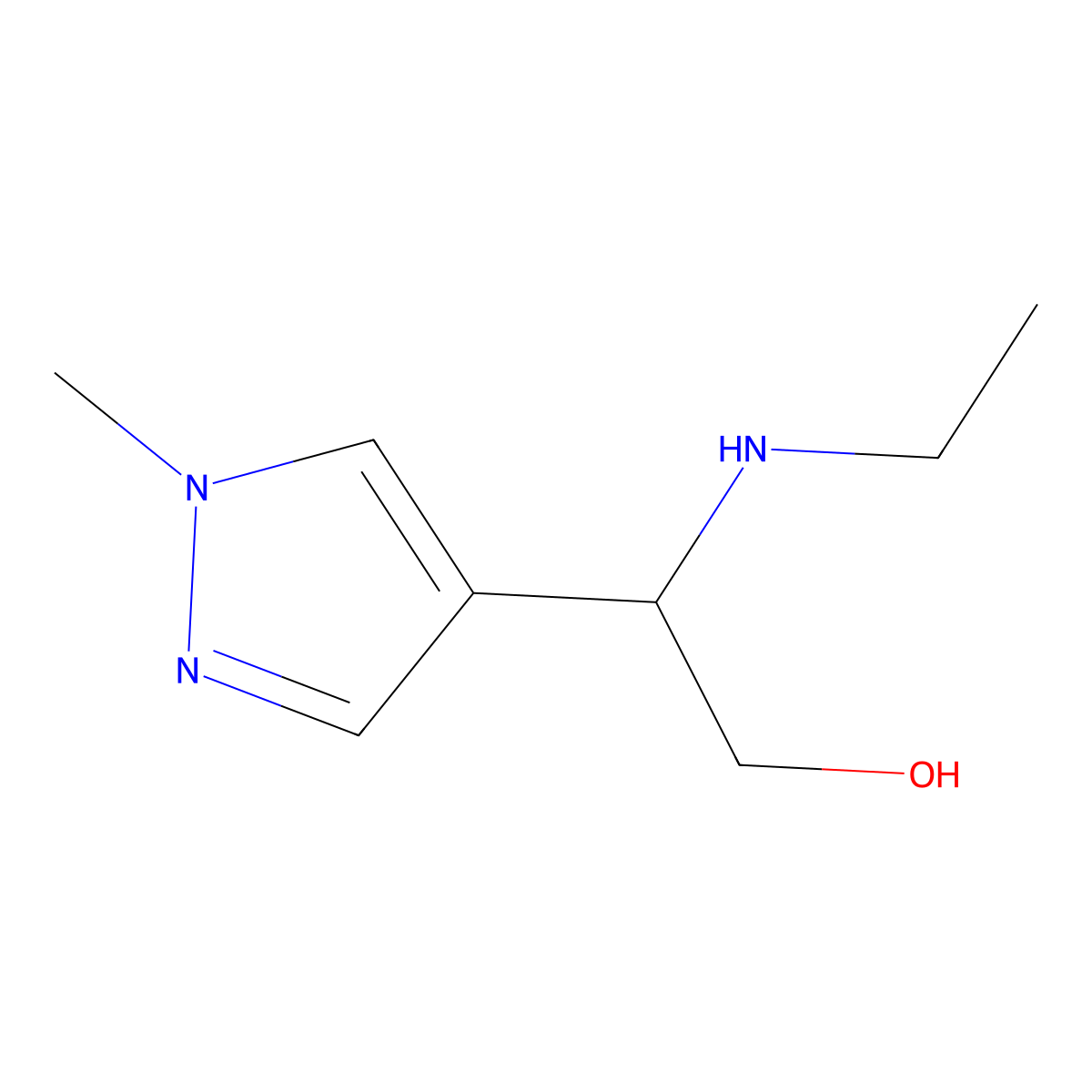 2-(Ethylamino)-2-(1-methyl-1H-pyrazol-4-yl)ethanol molecular structure, CAS 1183214-23-4
