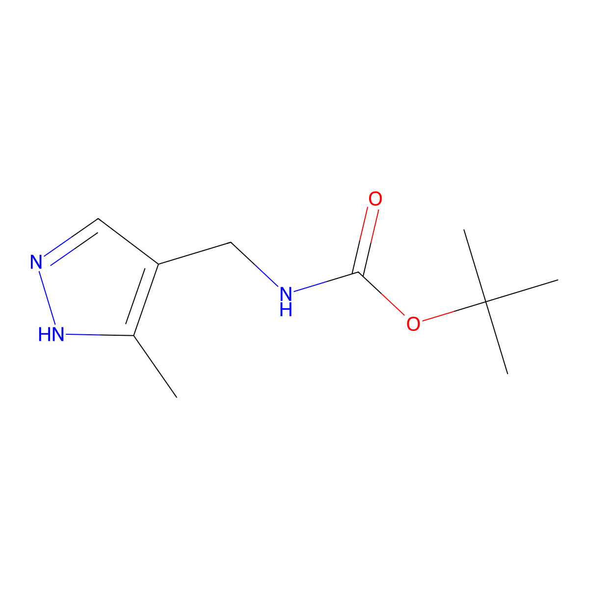 tert-Butyl ((3-methyl-1H-pyrazol-4-yl)methyl)carbamate molecular structure, CAS 1183233-93-3