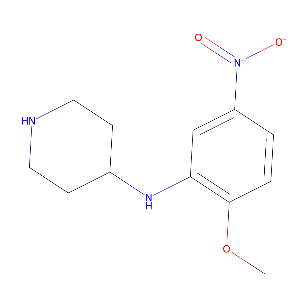 N-(2-methoxy-5-nitrophenyl)piperidin-4-amine molecular structure, CAS 1183235-08-6