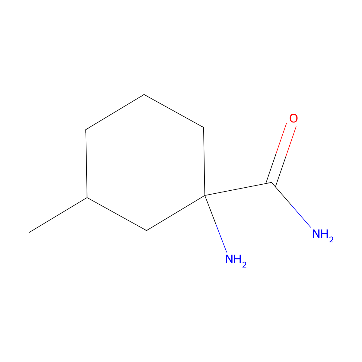 1-Amino-3-methylcyclohexanecarboxamide molecular structure, CAS 1183241-54-4