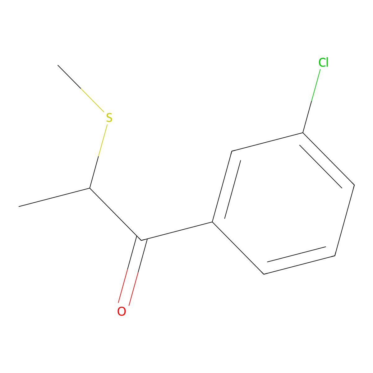 1-(3-Chlorophenyl)-2-(methylsulfanyl)propan-1-one molecular structure, CAS 1183260-43-6