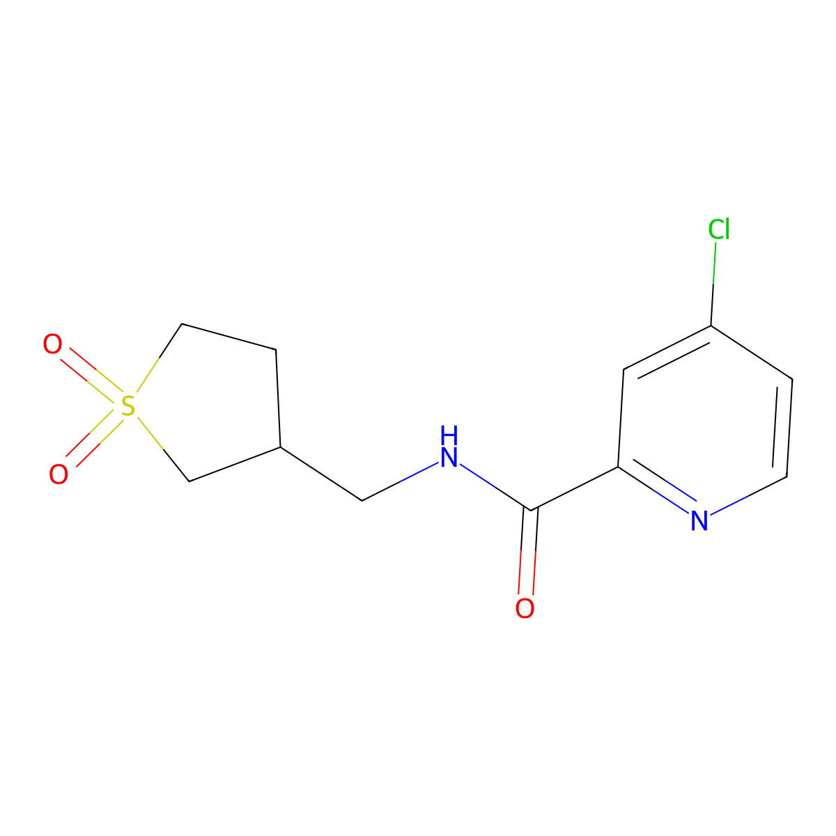 4-chloro-N-((1,1-dioxidotetrahydrothiophen-3-yl)methyl)picolinamide molecular structure, CAS 1183261-69-9