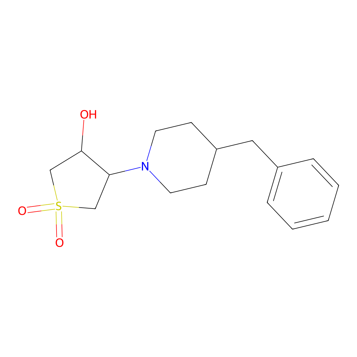 4-(4-Benzylpiperidin-1-yl)tetrahydrothiophene-3-ol 1,1-dioxide molecular structure, CAS 1183267-86-8