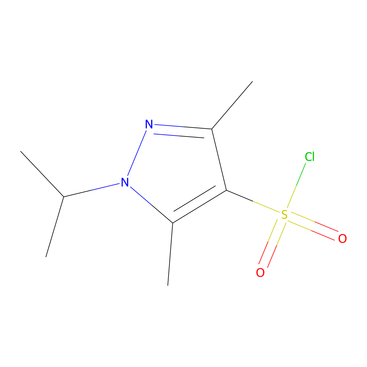 3,5-dimethyl-1-(propan-2-yl)-1H-pyrazole-4-sulfonyl chloride molecular structure, CAS 1183269-60-4