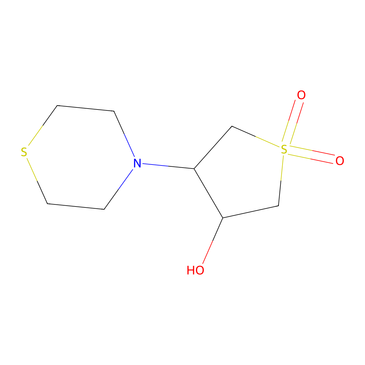 3-Hydroxy-4-thiomorpholinotetrahydrothiophene 1,1-dioxide molecular structure, CAS 1183287-22-0