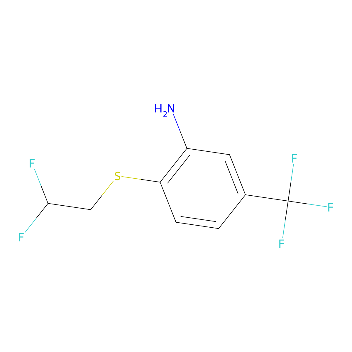 2-[(2,2-Difluoroethyl)sulfanyl]-5-(trifluoromethyl)aniline molecular structure, CAS 1183293-41-5