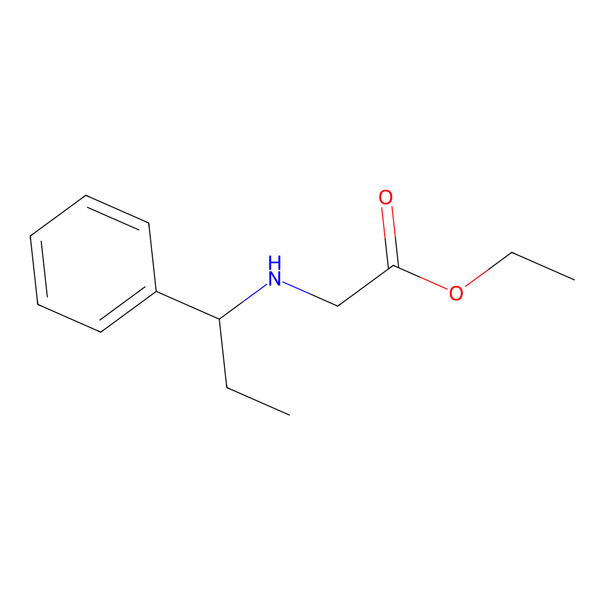 Ethyl 2-[(1-phenylpropyl)amino]acetate molecular structure, CAS 1183305-91-0