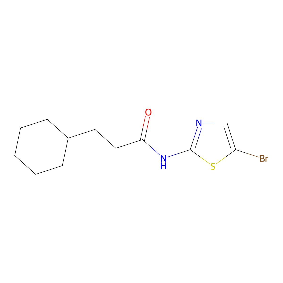 N-(5-Bromo-2-thiazolyl)cyclohexanepropanamide molecular structure, CAS 1183306-24-2