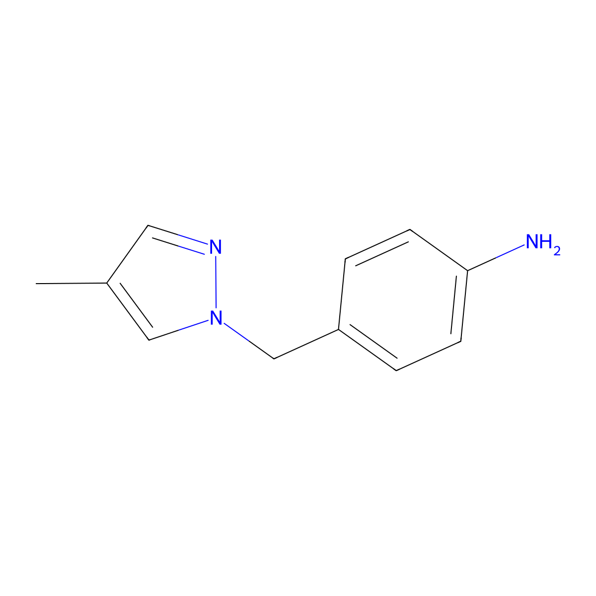 4-((4-methyl-1H-pyrazol-1-yl)methyl)aniline molecular structure, CAS 1183309-99-0