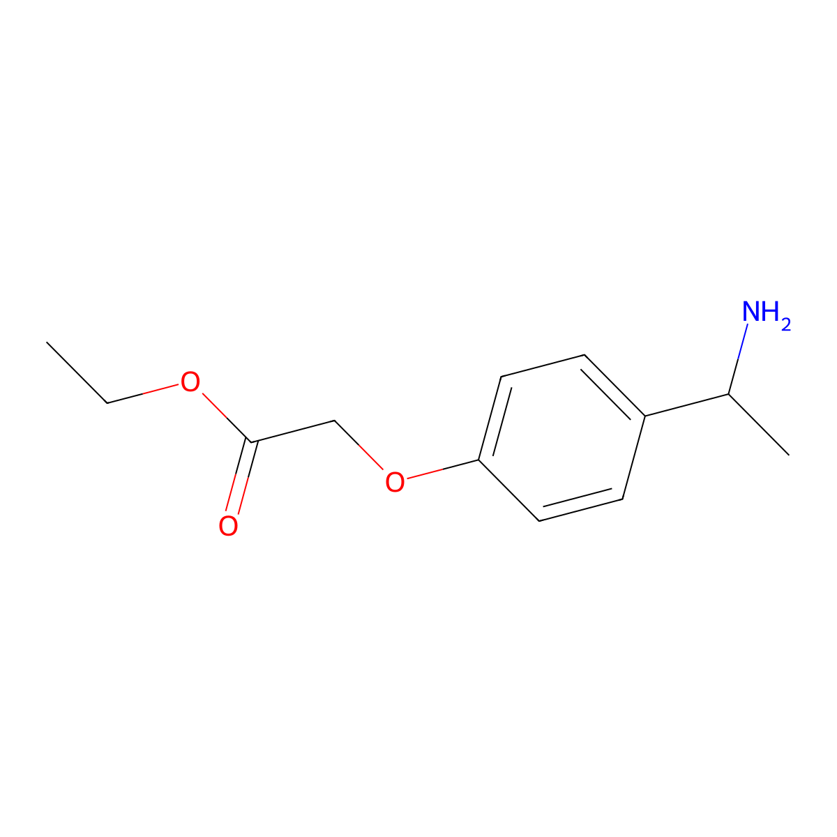 Ethyl 2-[4-(1-aminoethyl)phenoxy]acetate molecular structure, CAS 1183311-28-5