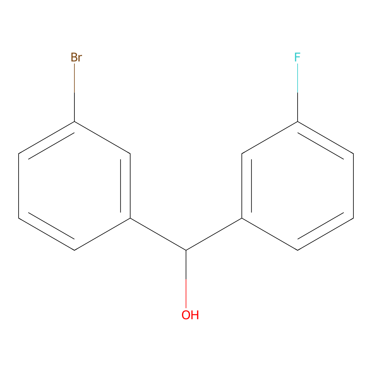 (3-Bromophenyl)(3-fluorophenyl)methanol molecular structure, CAS 1183311-32-1