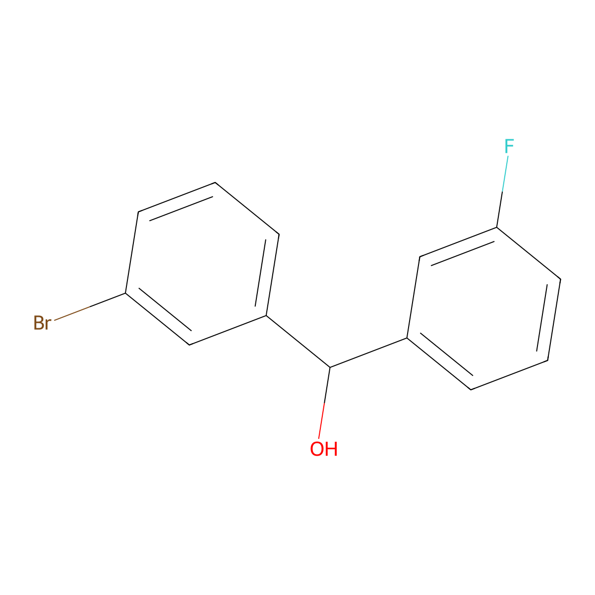 (3-Bromophenyl)(3-fluorophenyl)methanol molecular structure, CAS 1183311-32-1