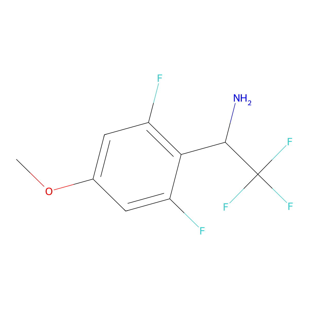 1-(2,6-Difluoro-4-methoxyphenyl)-2,2,2-trifluoroethan-1-amine molecular structure, CAS 1183319-99-4