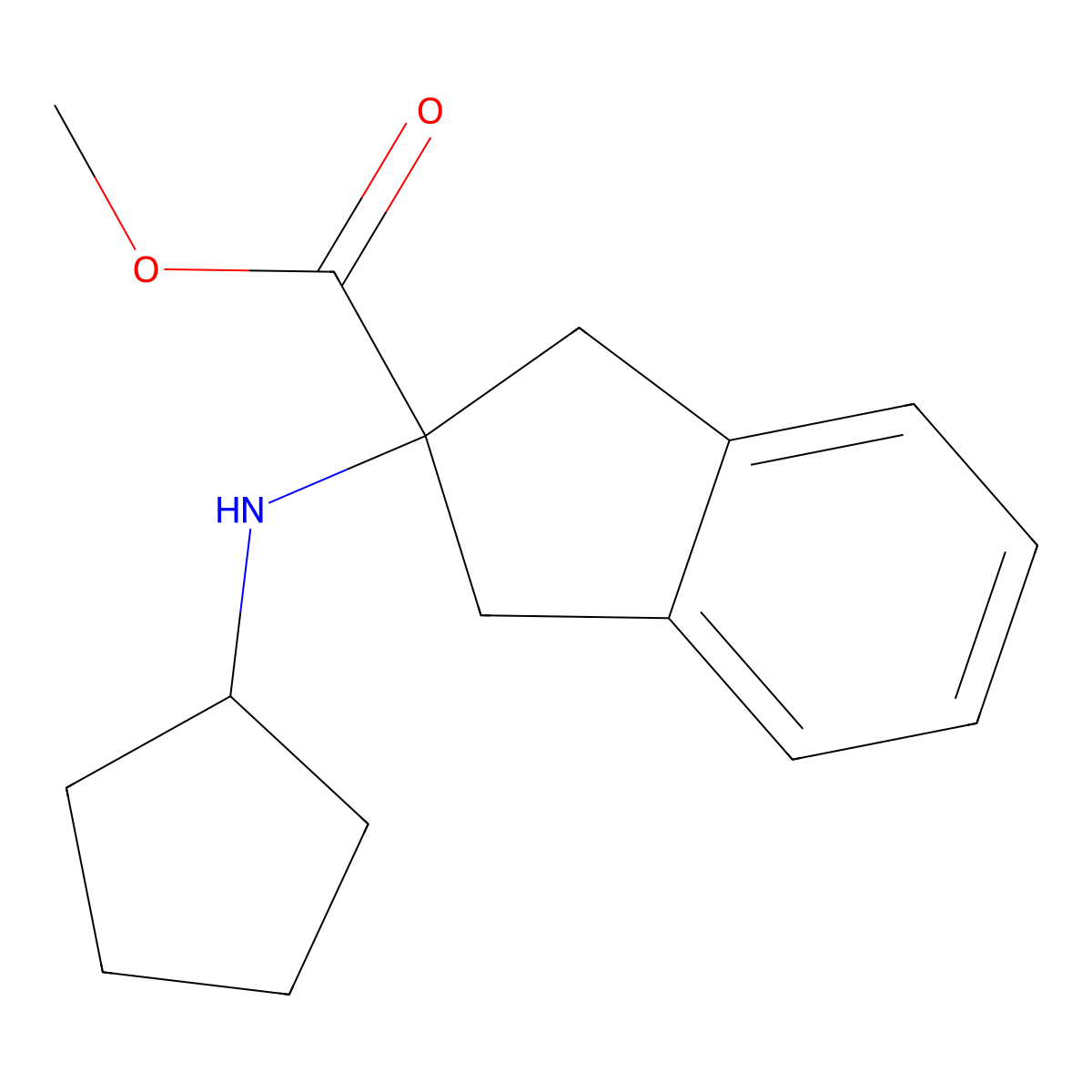 methyl 2-(cyclopentylamino)-2,3-dihydro-1H-indene-2-carboxylate molecular structure, CAS 1183324-54-0