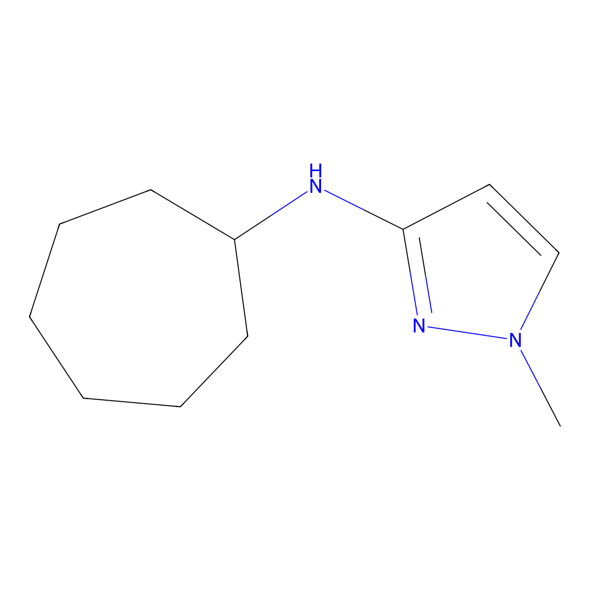 N-cycloheptyl-1-methyl-1H-pyrazol-3-amine molecular structure, CAS 1183325-10-1
