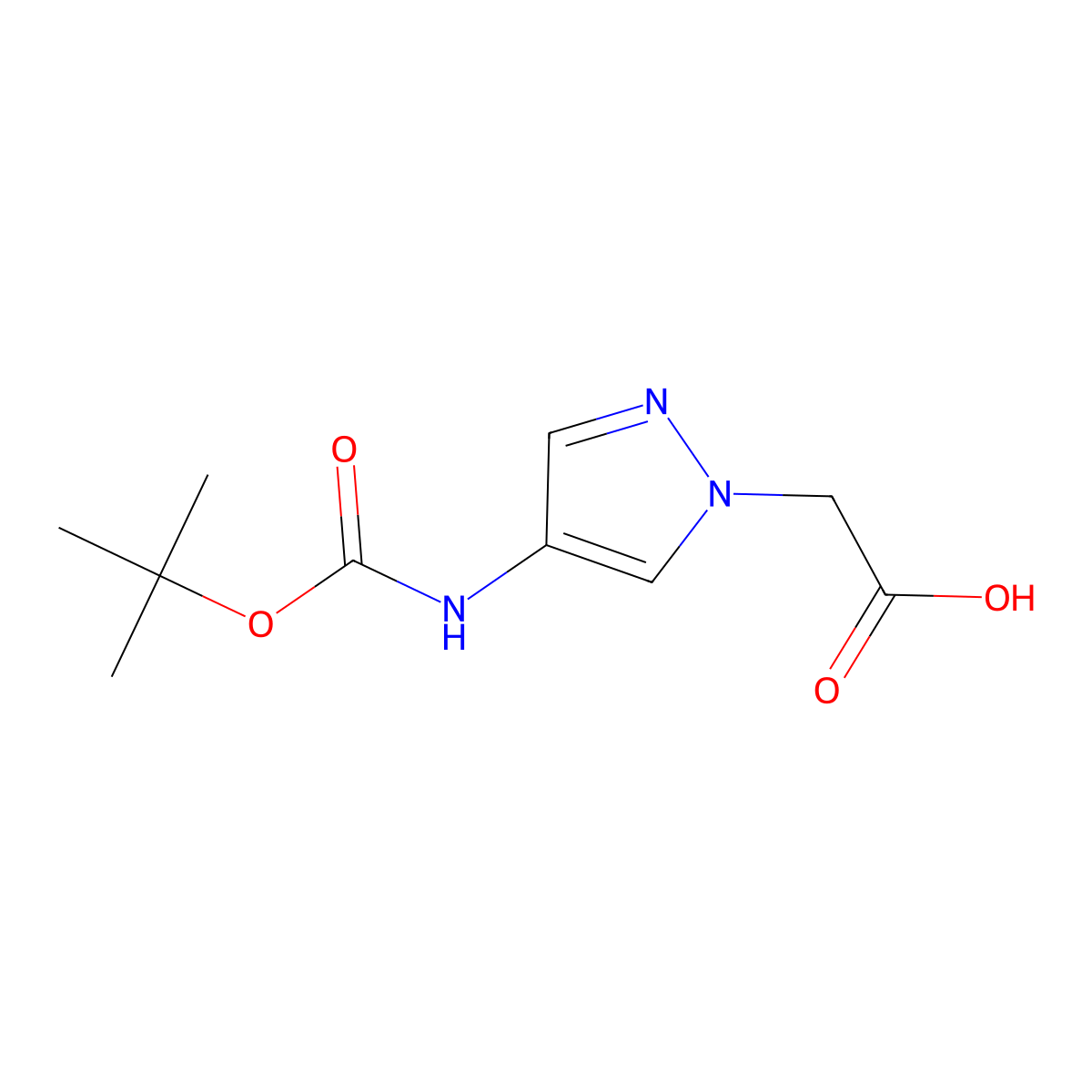 2-(4-{[(tert-butoxy)carbonyl]amino}-1H-pyrazol-1-yl)acetic acid molecular structure, CAS 1183336-63-1