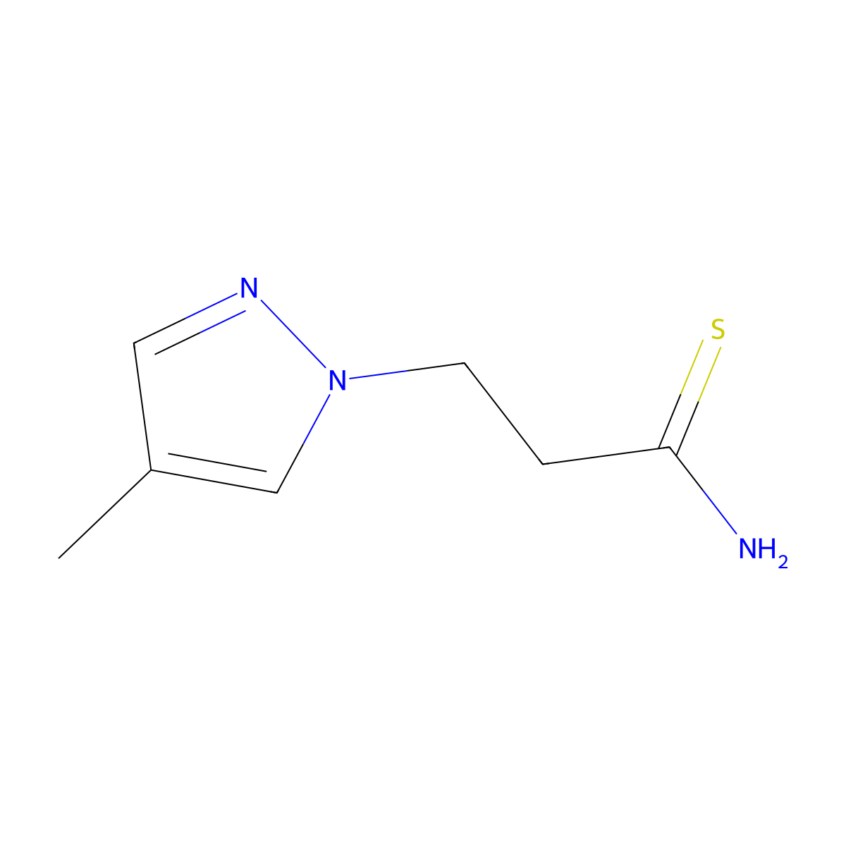 3-(4-methyl-1H-pyrazol-1-yl)propanethioamide molecular structure, CAS 1183346-49-7