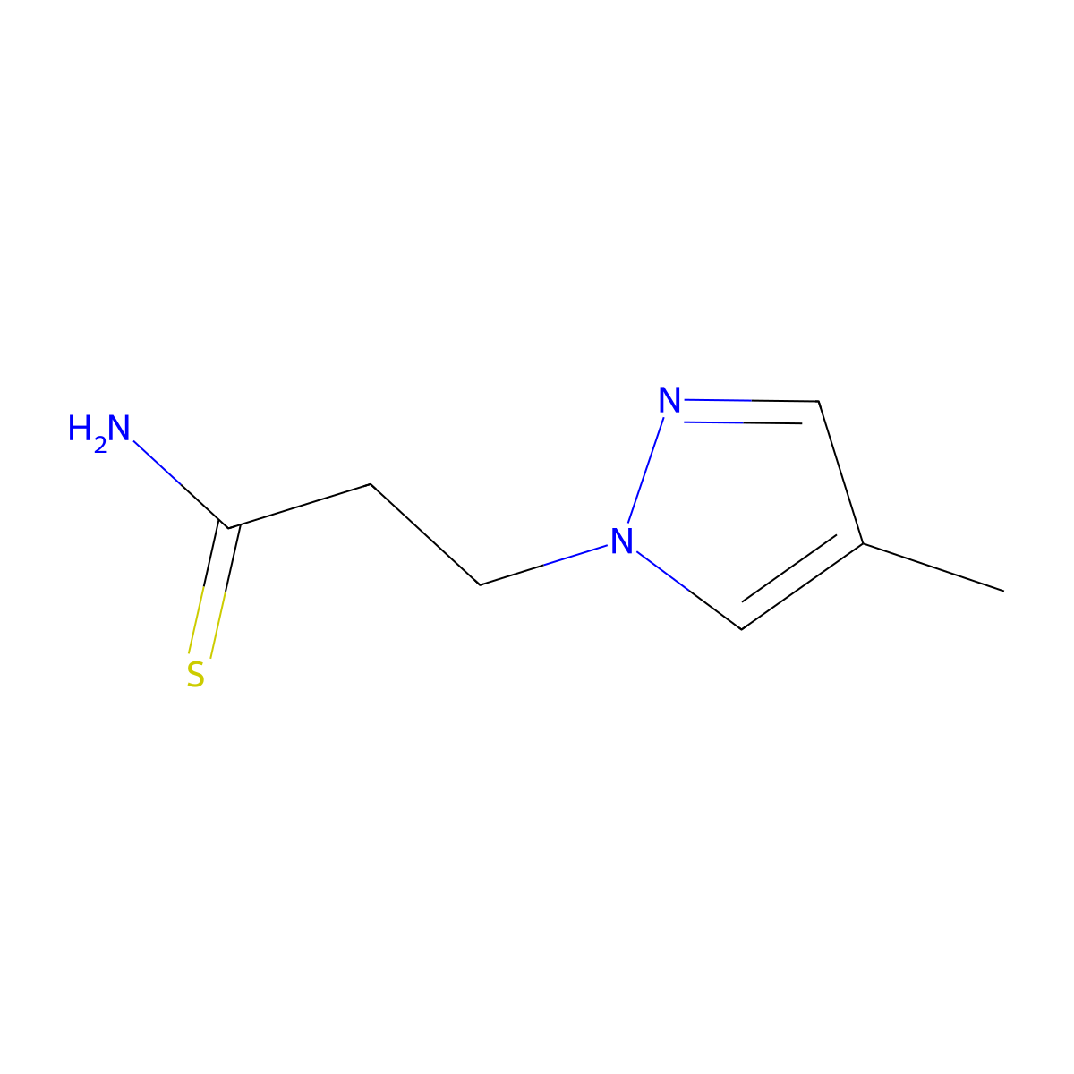 3-(4-methyl-1H-pyrazol-1-yl)propanethioamide molecular structure, CAS 1183346-49-7