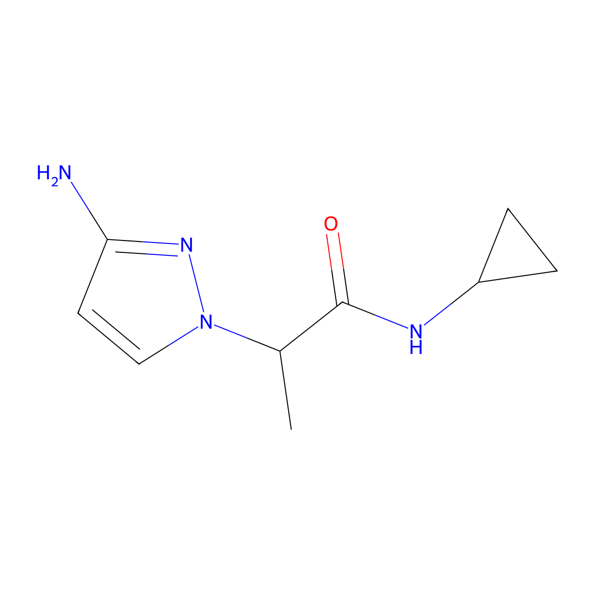 2-(3-amino-1H-pyrazol-1-yl)-N-cyclopropylpropanamide molecular structure, CAS 1183348-18-6