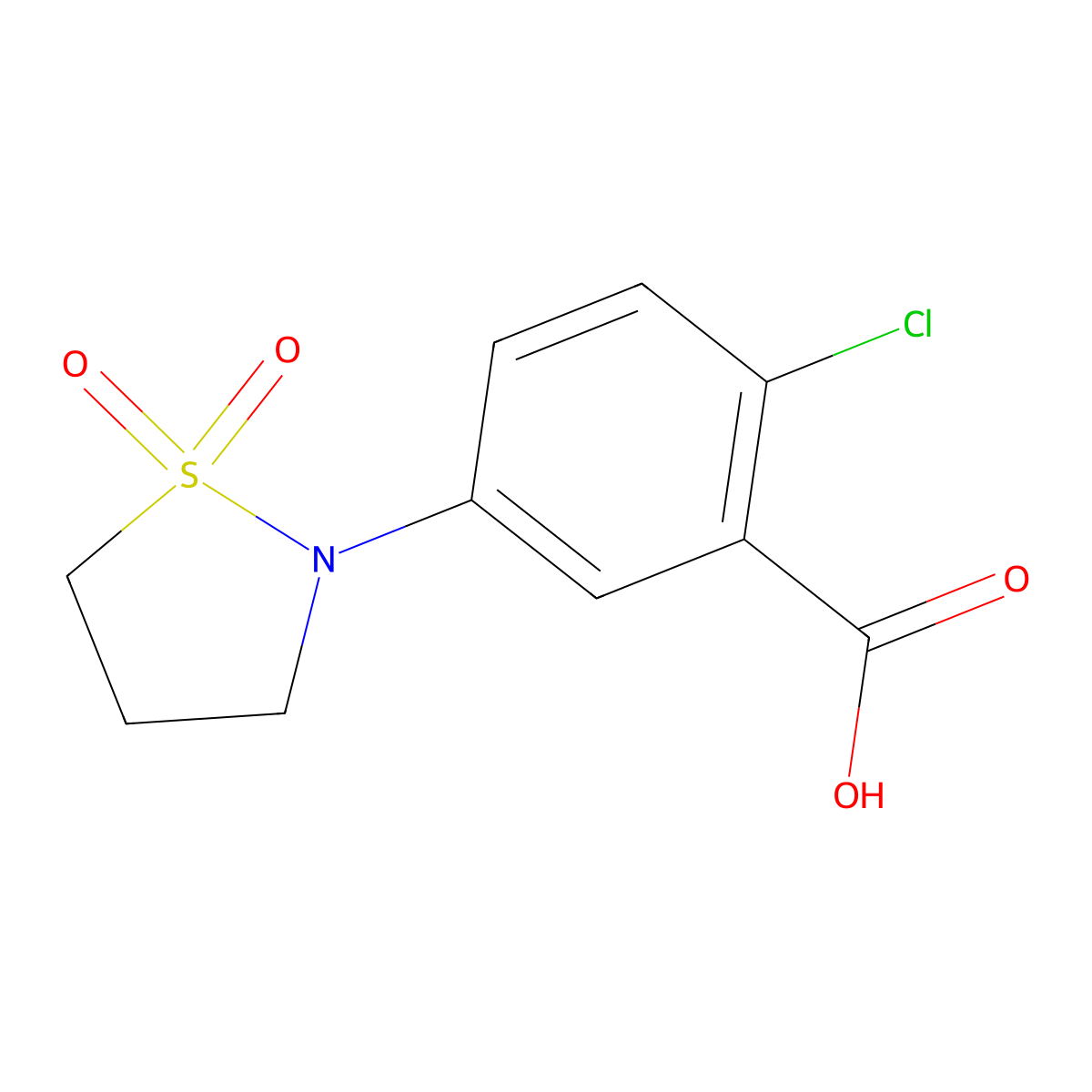 2-Chloro-5-(1,1-dioxo-1,2-thiazolidin-2-yl)benzoic acid molecular structure, CAS 1183348-44-8