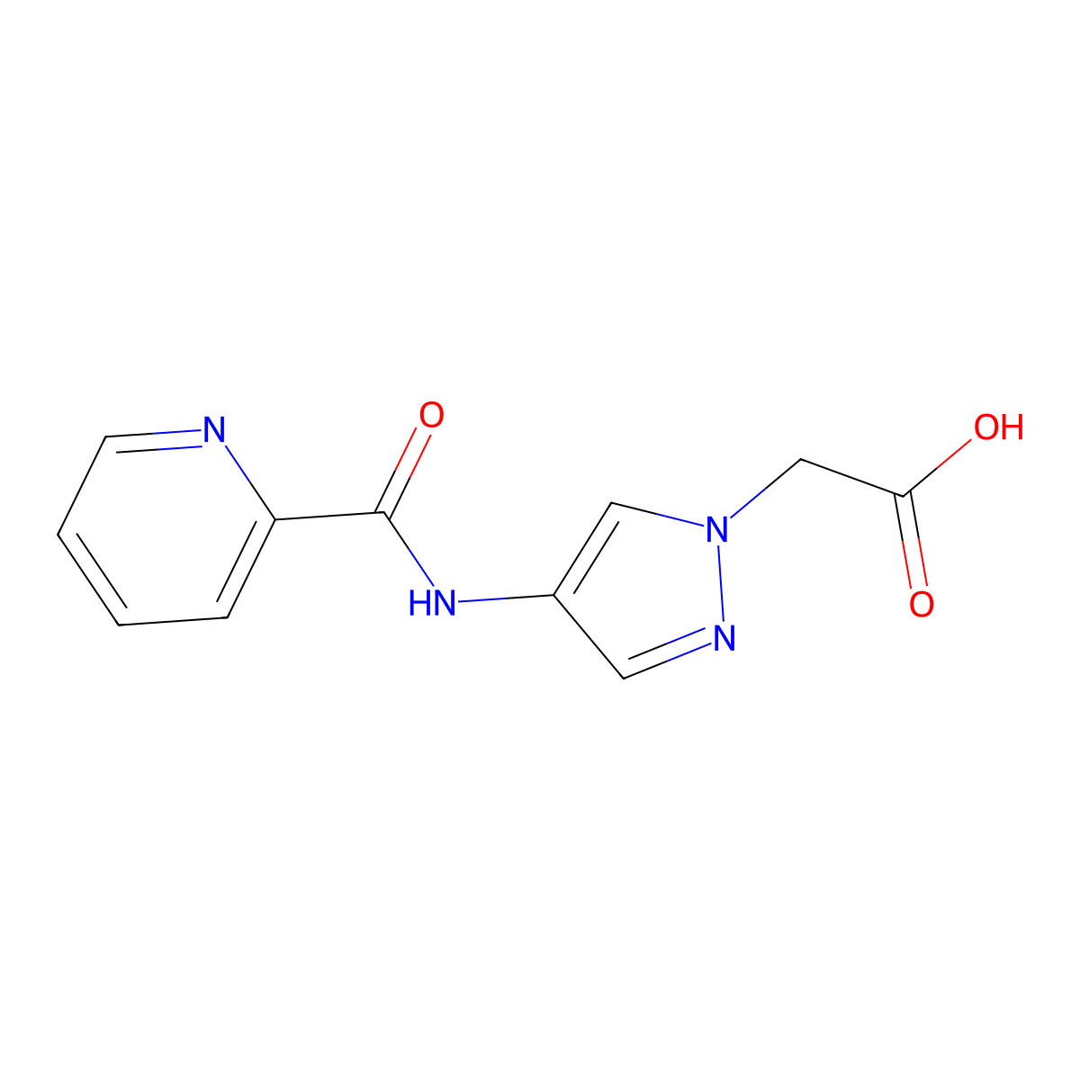 {4-[(Pyridine-2-carbonyl)-amino]-pyrazol-1-YL}-acetic acid molecular structure, CAS 1183357-77-8