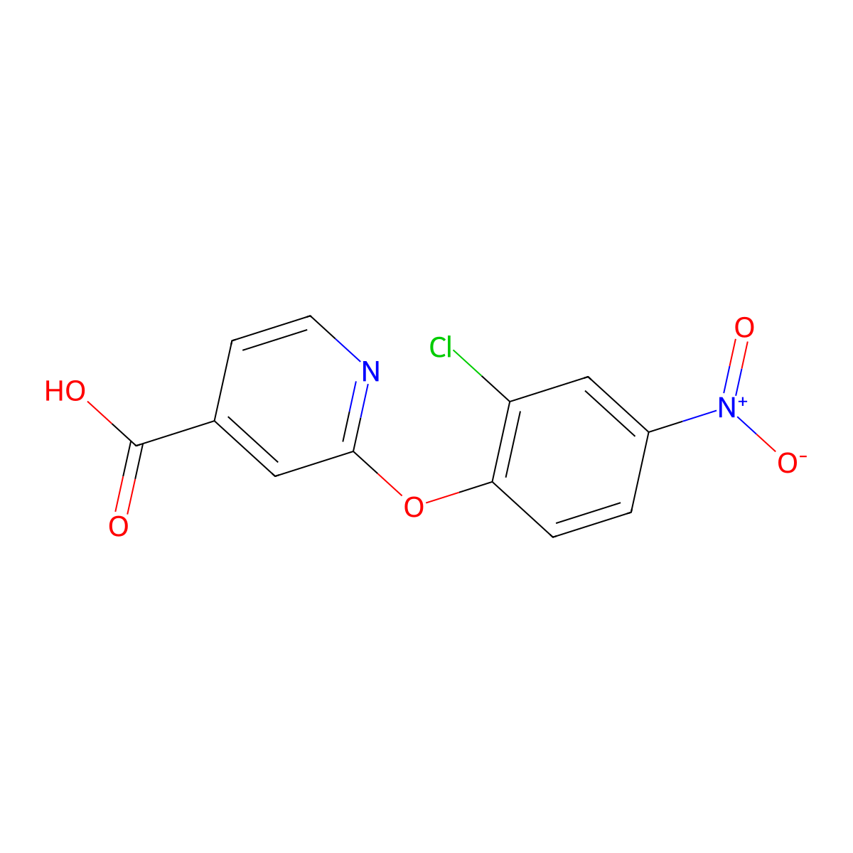 2-(2-Chloro-4-nitrophenoxy)pyridine-4-carboxylic acid molecular structure, CAS 1183359-87-6