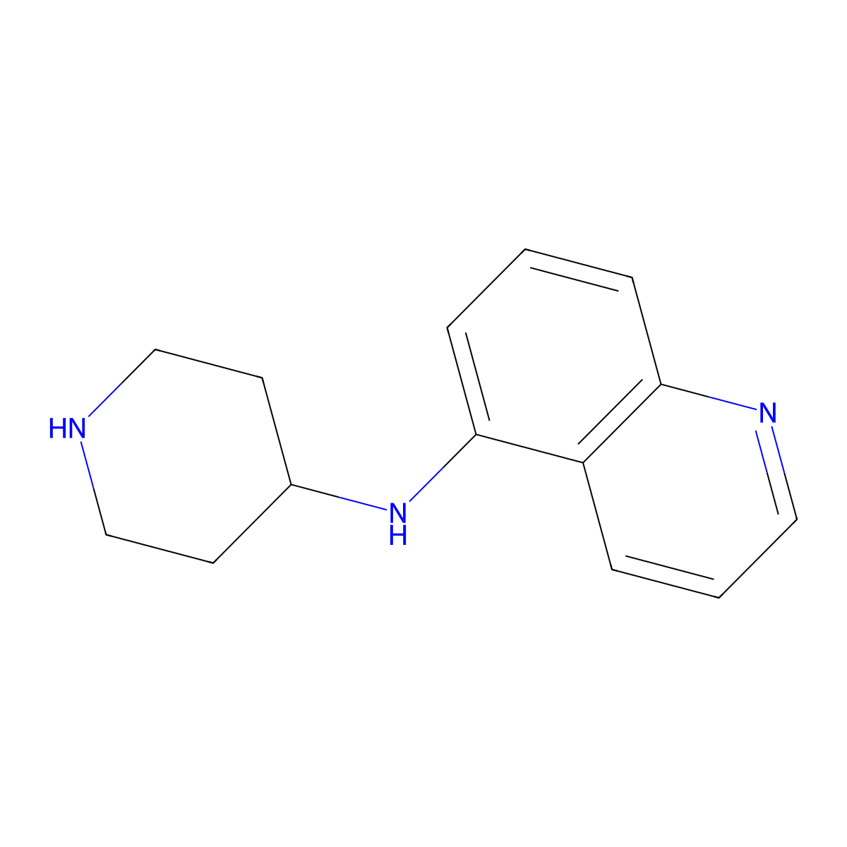 N-(piperidin-4-yl)quinolin-5-amine molecular structure, CAS 1183361-32-1
