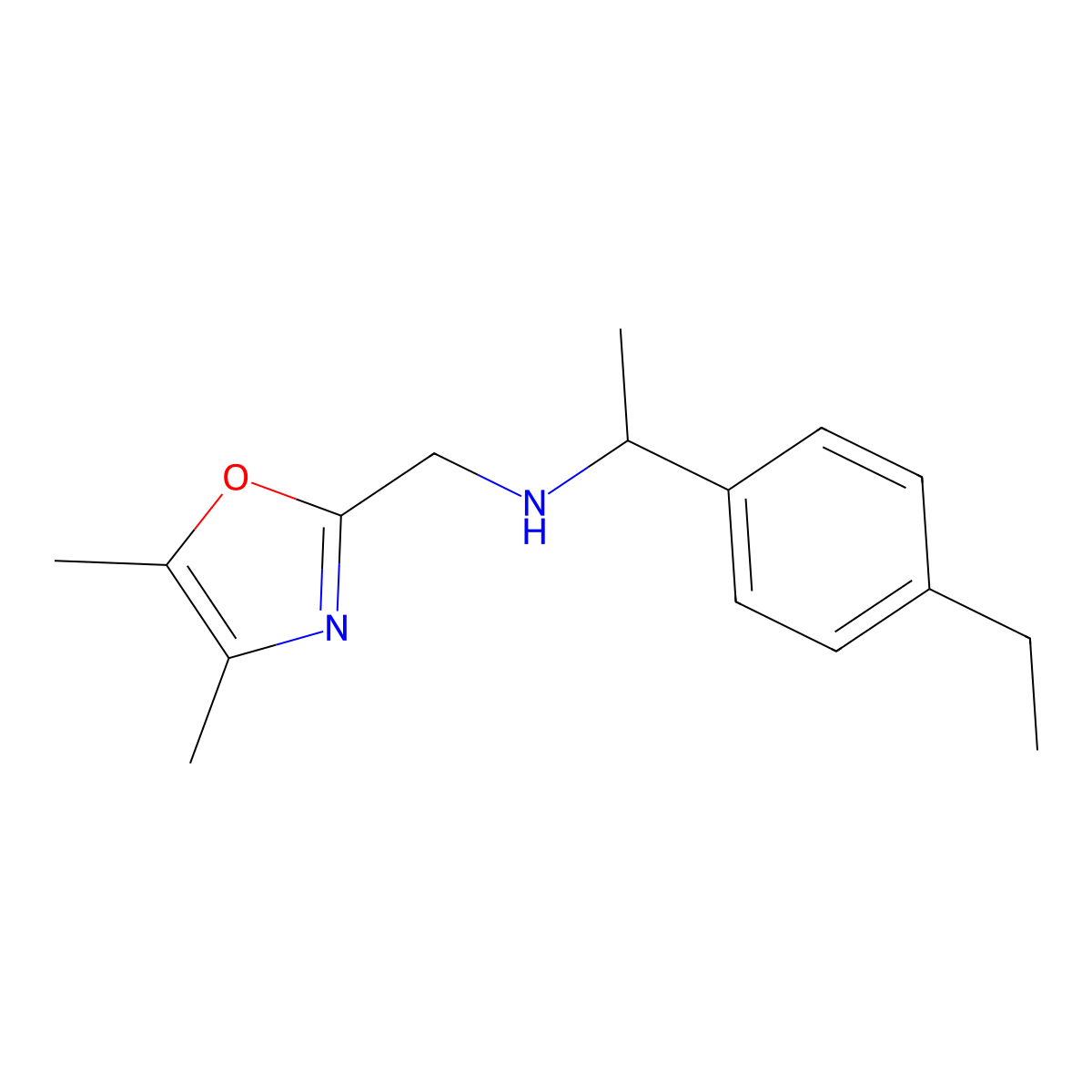 [(Dimethyl-1,3-oxazol-2-yl)methyl][1-(4-ethylphenyl)ethyl]amine molecular structure, CAS 1183362-14-2