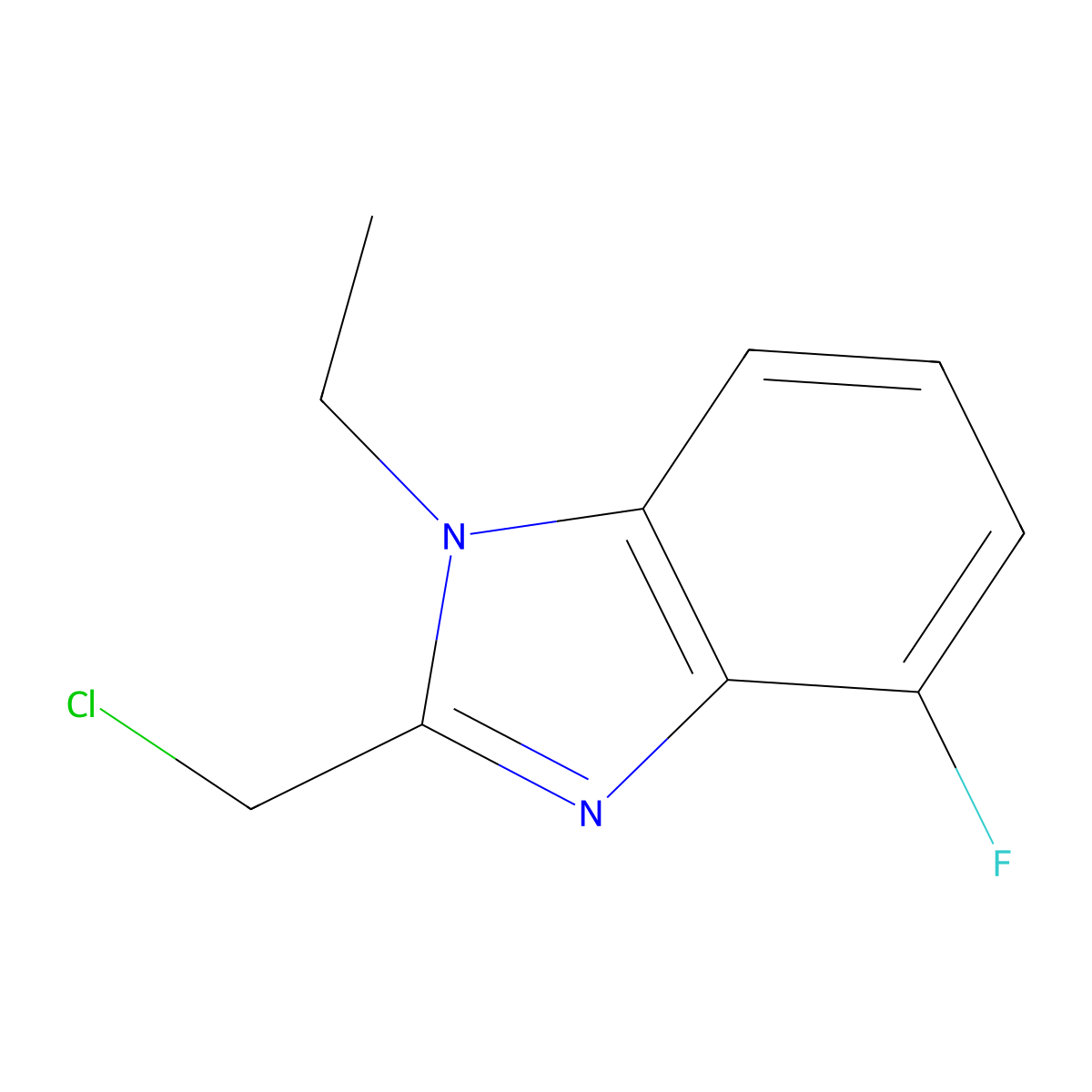 2-(chloromethyl)-1-ethyl-4-fluoro-1H-1,3-benzodiazole molecular structure, CAS 1183366-81-5