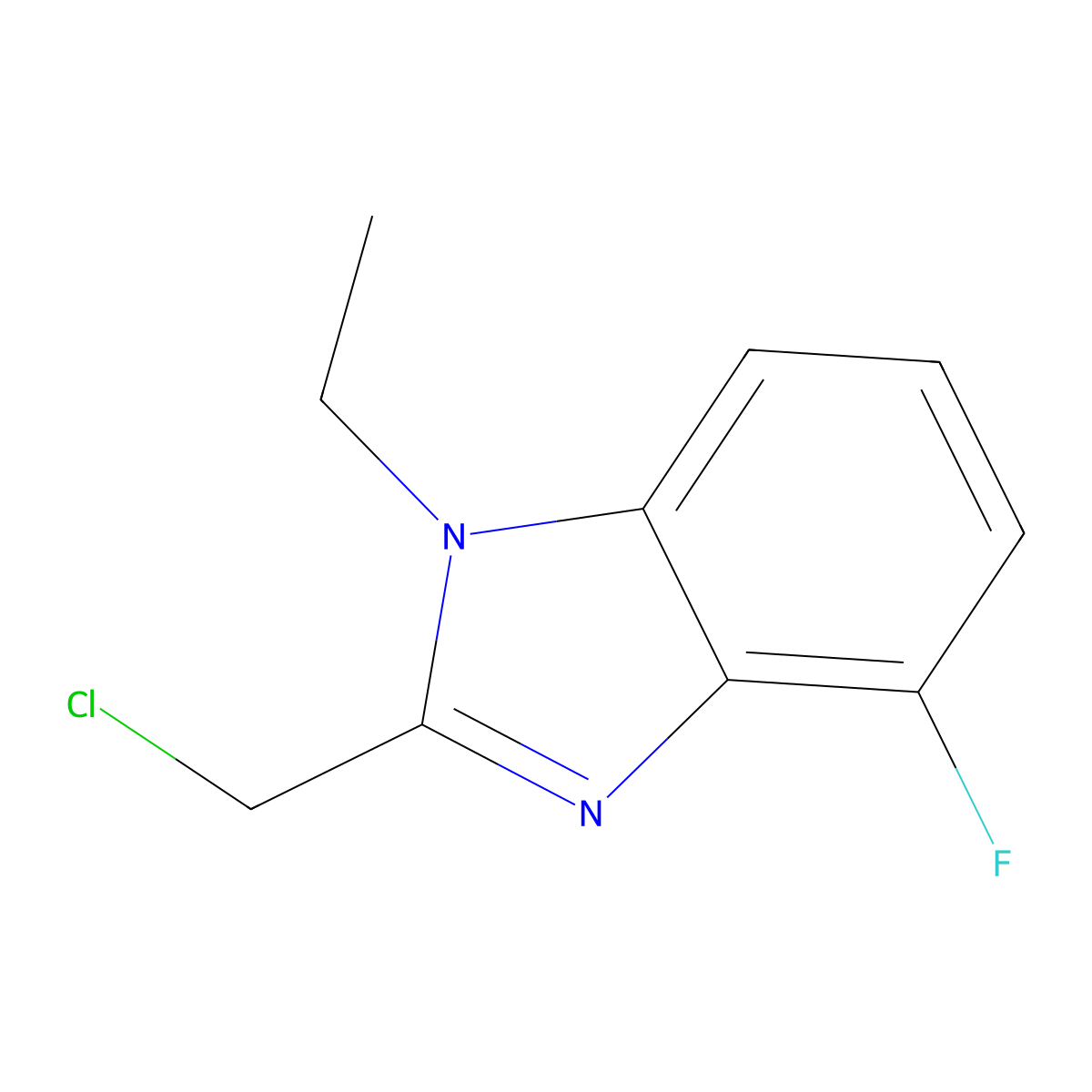 2-(chloromethyl)-1-ethyl-4-fluoro-1H-1,3-benzodiazole molecular structure, CAS 1183366-81-5