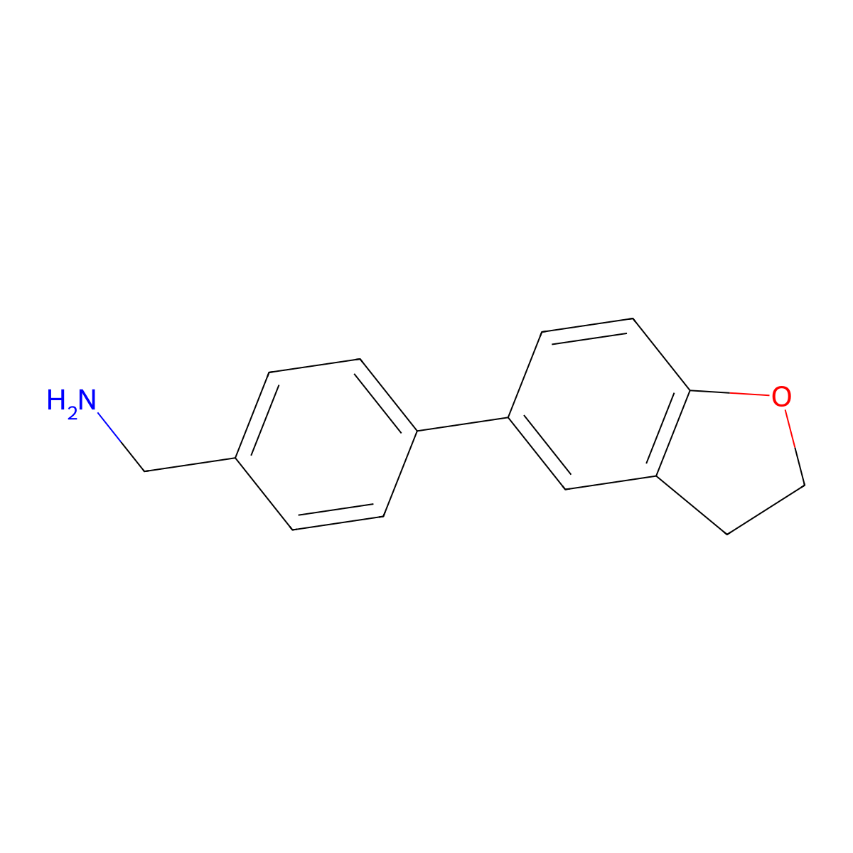 [4-(2,3-Dihydro-1-benzofuran-5-yl)phenyl]methanamine molecular structure, CAS 1183374-14-2