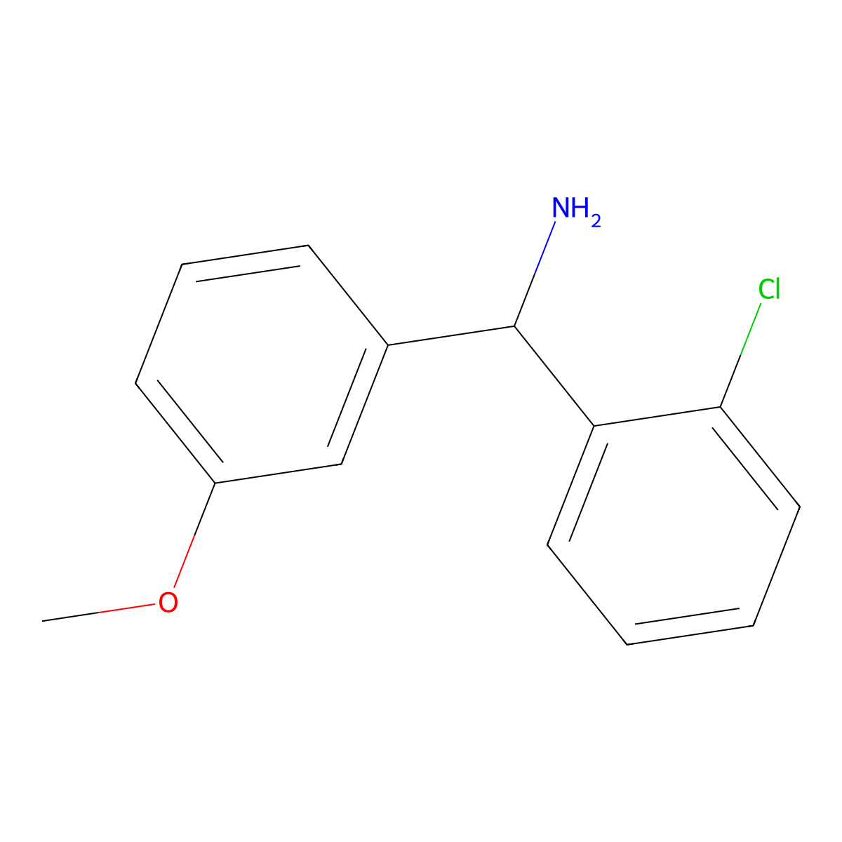1-(2-Chlorophenyl)-1-(3-methoxyphenyl)methanamine molecular structure, CAS 1183375-86-1