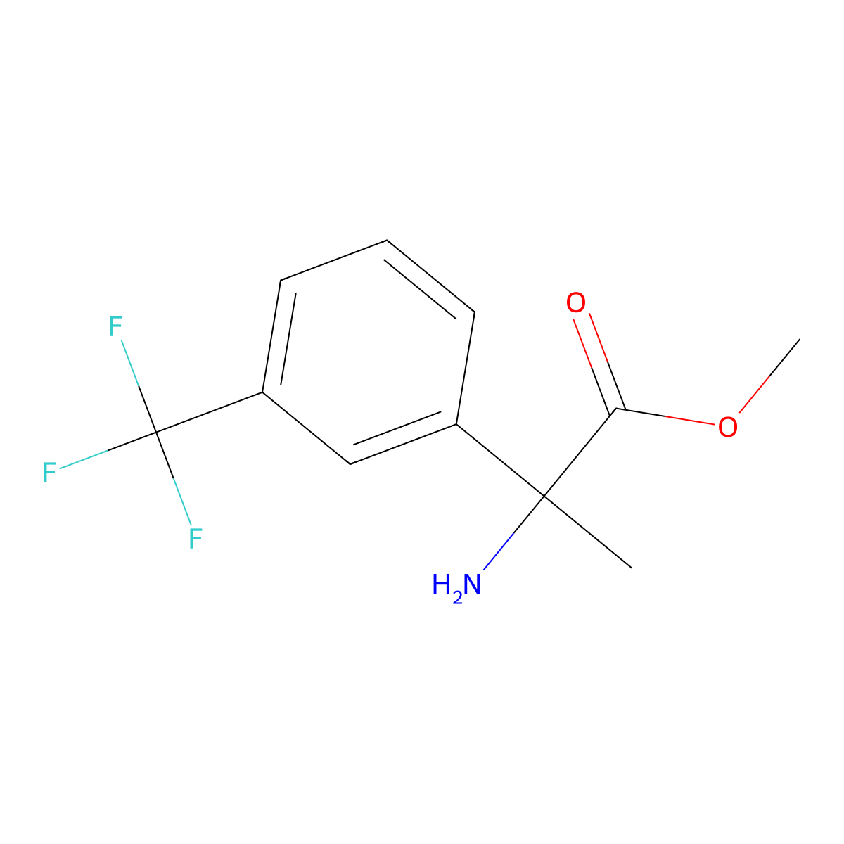 Methyl 2-amino-2-(3-(trifluoromethyl)phenyl)propanoate molecular structure, CAS 1183376-15-9