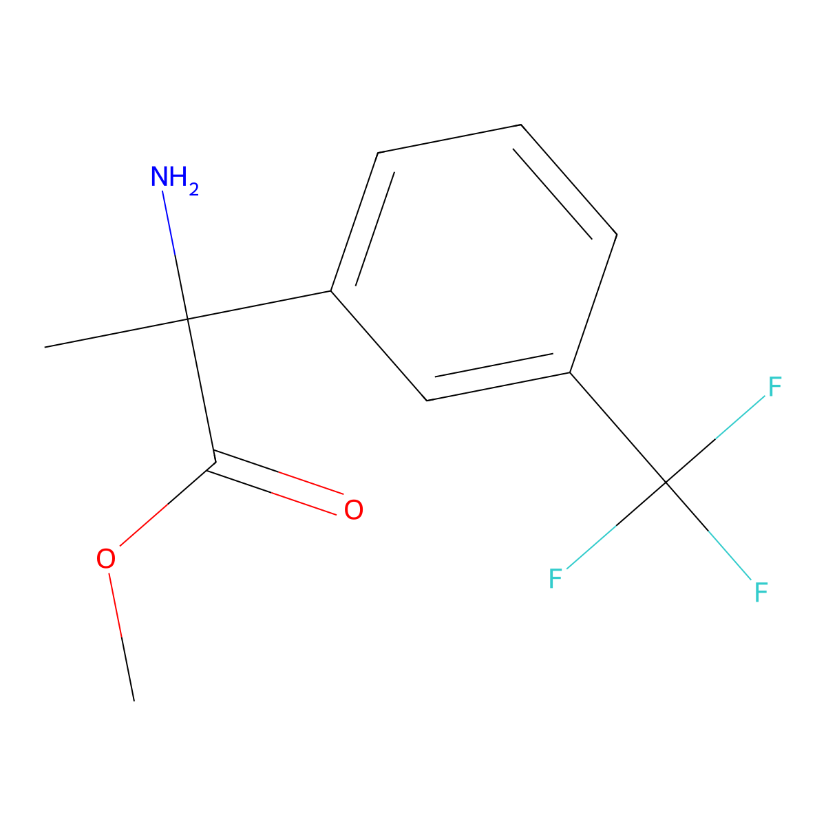 Methyl 2-amino-2-(3-(trifluoromethyl)phenyl)propanoate molecular structure, CAS 1183376-15-9