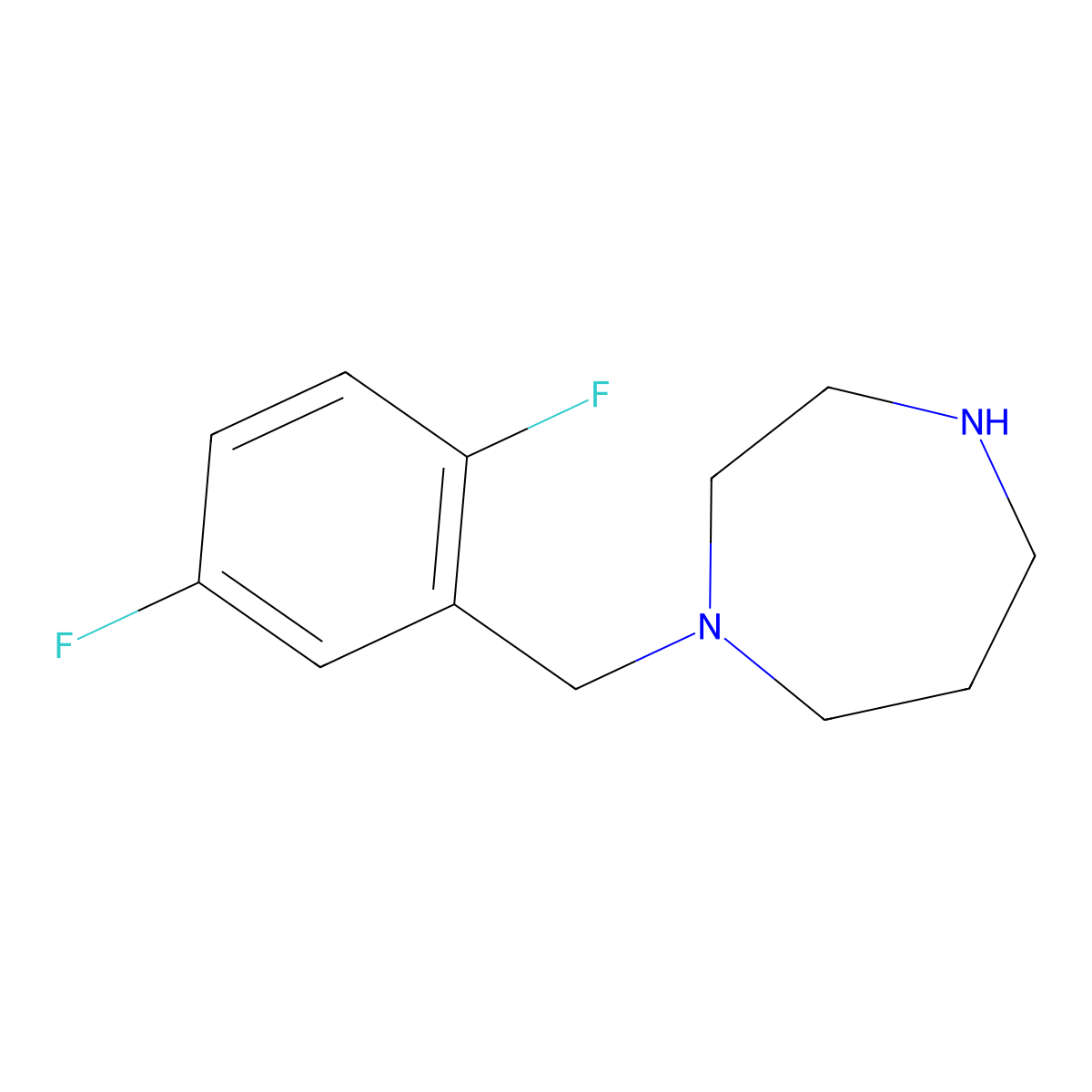 1-[(2,5-Difluorophenyl)methyl]-1,4-diazepane molecular structure, CAS 1183376-34-2