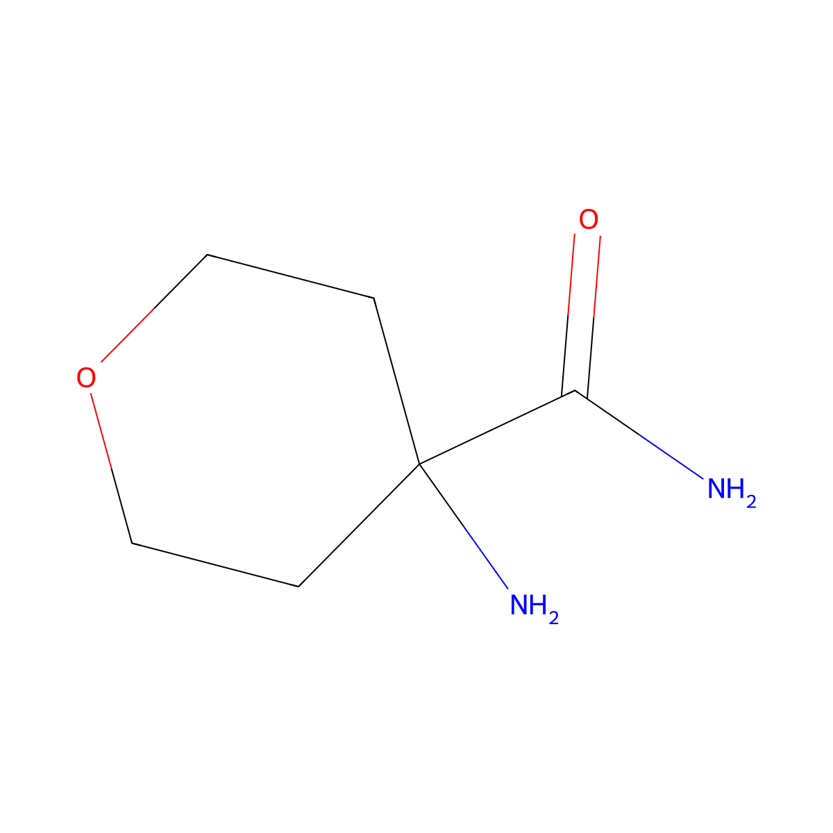 4-Aminooxane-4-carboxamide molecular structure, CAS 1183378-09-7