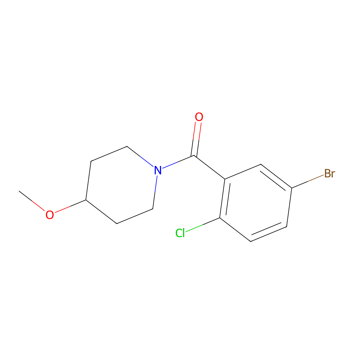 (5-Bromo-2-chlorophenyl)(4-methoxypiperidin-1-yl)methanone molecular structure, CAS 1183379-23-8