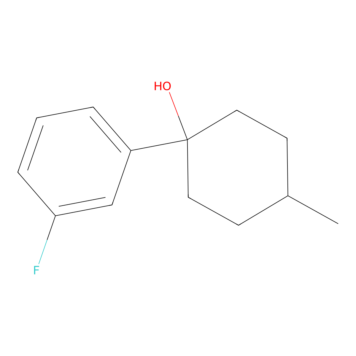 1-(3-Fluorophenyl)-4-methylcyclohexan-1-ol molecular structure, CAS 1183381-44-3