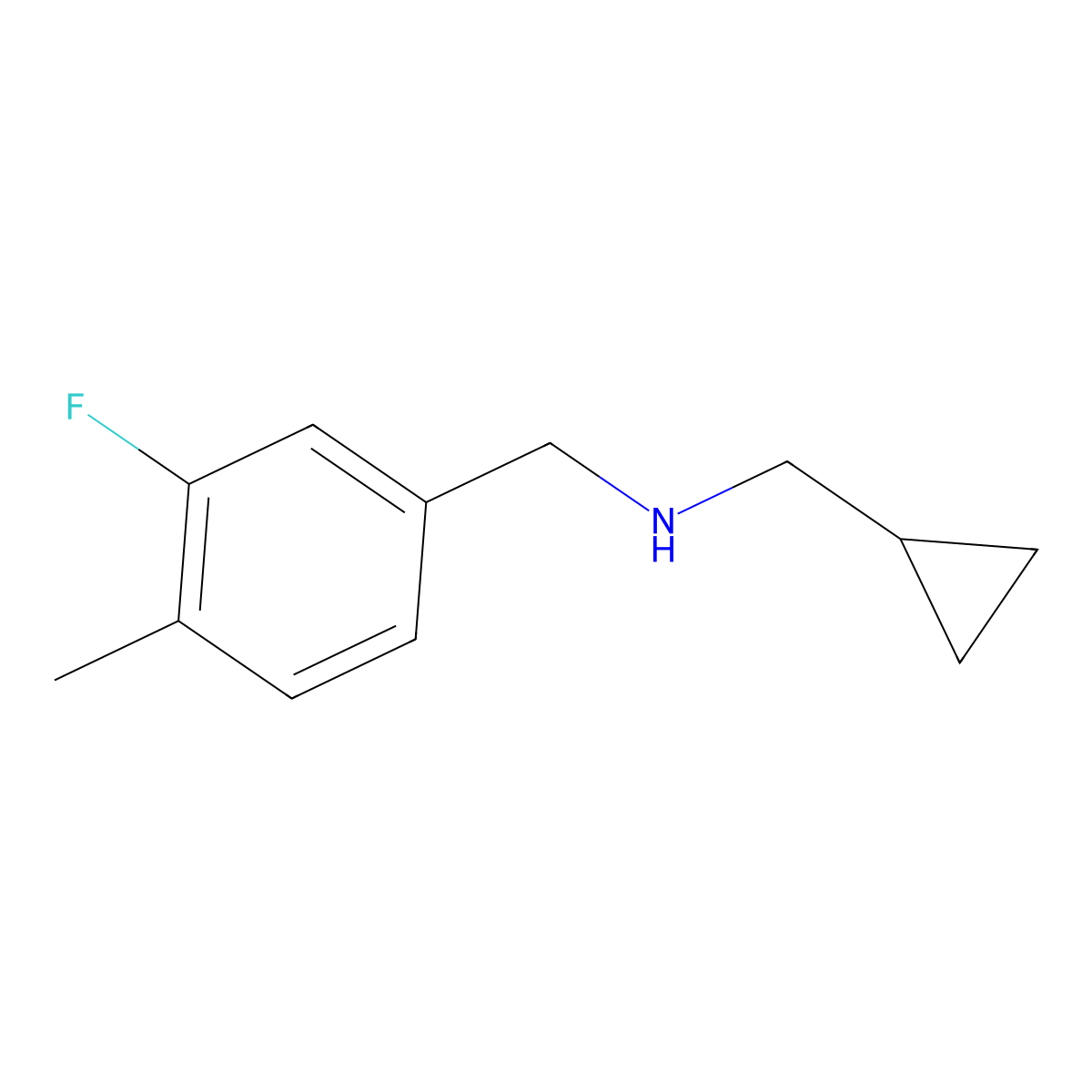 (Cyclopropylmethyl)[(3-fluoro-4-methylphenyl)methyl]amine molecular structure, CAS 1183384-65-7
