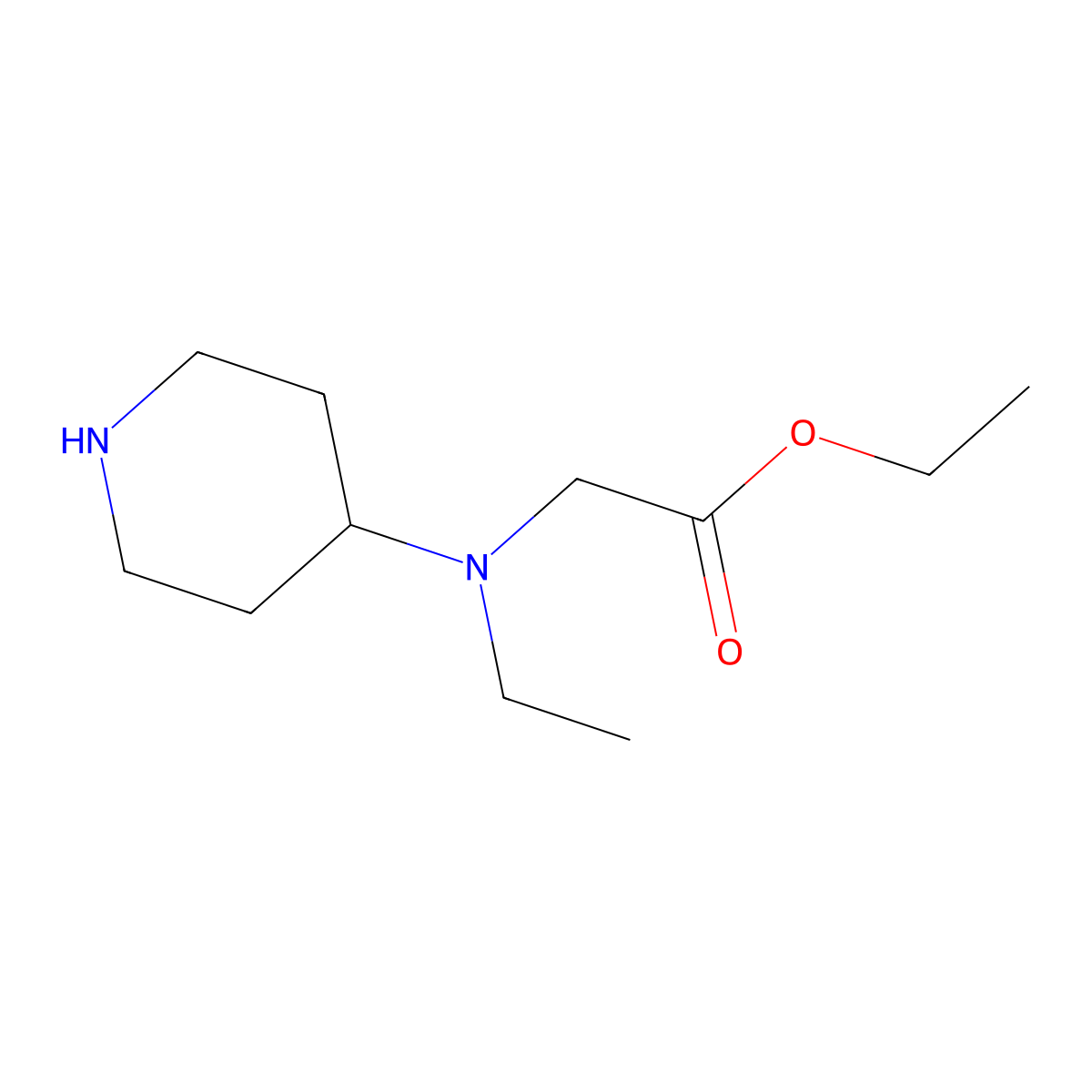 Ethyl 2-[ethyl(piperidin-4-yl)amino]acetate molecular structure, CAS 1183399-43-0